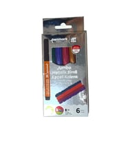 PENMARK HS-707-06 SÜPER YIKANABİLİR METALİK SİMLİ JUMBO KEÇELİ KALEM 6 LI SET