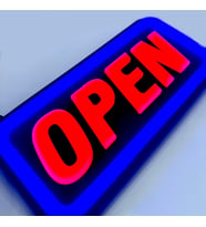 Leon Işık 'OPEN' Işıklı Özel Tabela-Led ile Neon Görünümlü Tabela-BEYAZ Çizgi (25X12CM)
