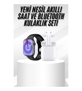 45 mm Akıllı Saat ve Kulaklık Seti – Gümüş Kasa, Bej Kordon, Bluetooth