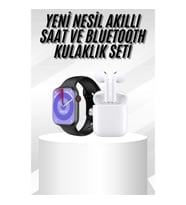 45 mm Akıllı Saat ve Kulaklık Seti – Gümüş Kasa, Bej Kordon, Bluetooth