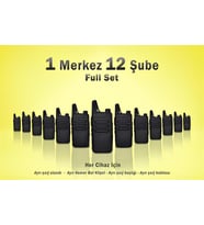 Çaycı Telsizi 1 Merkez 12 Şube Kulaklık Hediyeli Full Set (Siyah)