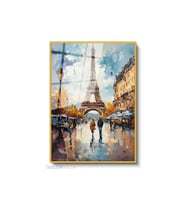 Dikey Çerçeveli Cam Paris Gorseli Modern Ev Dekoru Duvar Sanatı Ev Ofis Tablosu (Altın)