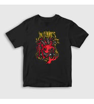 Presmono Unisex Çocuk Siyah Devil V2 In Flames T-Shirt 398351tt