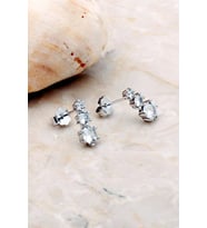 Tria Rodyumlu Gümüş Küpe 5235