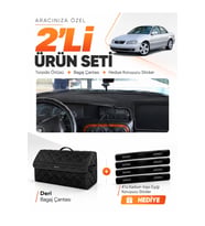 e-biz OPEL OMEGA (1993-2003) Uyumlu Torpido Örtüsü + Deri Bagaj Çantası Seti - Siyah - OP013