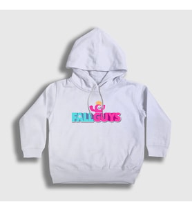 Presmono Unisex Çocuk Beyaz Logo V2 Oyun Fall Guys Kapüşonlu Sweatshirt 361180tt
