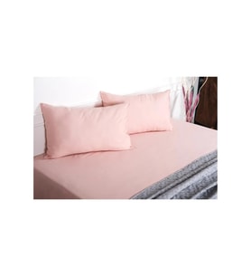Flora %100 Pamuk Pudra Pembe Lastikli Çarşaf & Yastık Takımı 3 Parça  1479 (Beyaz)