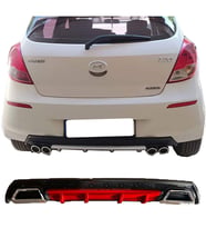 Hyundai i20 Kırmızı Difüzör Çiftli Kare Egzoz Görünümlü D Tip Difizör