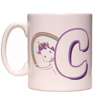 C Harfi Unicorn Boynuzlu At Tasarım Renkli Harfli Kupa Bardak