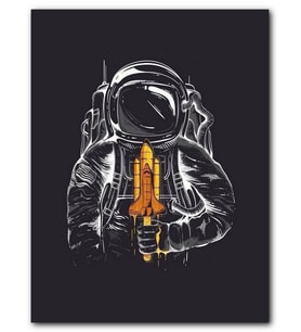 Cakatablo MDF (Ahşap) Tablo Fantastik Uzay Mekiği Dondurma Şekilli Astronot
