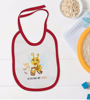 BK Kids Sevimli Arı Tasarımlı Kırmızı Bebek Mama Önlüğü-1