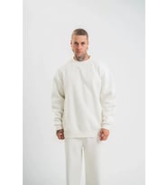 Uzun Kol Bisiklet Yaka Basic SweatShirt - Beyaz