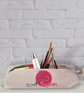 BK Gift Kişiye Özel İsimli Keten Bez Makyaj Çantası-11