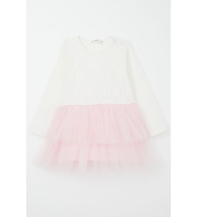 Breeze Kız Bebek Uzun Kollu Elbise Tül Çiçekli 9 Ay-3 Yaş, Ekru
