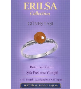 Sertifikalı Bütünsel Kadın Enerji Yüzüğü – Güneş Taşı Ayarlanabilir İnce Kasa Aslan Koç Yay Burcu