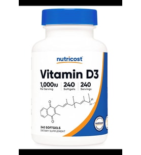 Nutricost Vitamin D3 1000 iu Softgels, 240 Softgels - Non-GMO & Gluten Free.3730 (Renksiz)