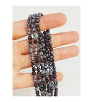 Bileklik Boy Kar Tanesi Obsidyen Taşı Yarım Dizi Faset Kesim 4-4.5mm Aralığı (18CM UZUNLUĞUNDADIR)