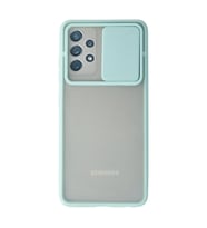 Samsung Galaxy A72 Kılıf Palm Buzlu Kamera Sürgülü Silikon - Turkuaz