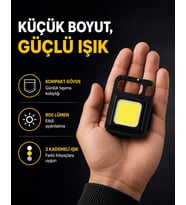 LED Mini Anahtarlık Fener – 1000 Lümen Güçlü Işık ve USB Type-C Şarjlı Yeni Nesil