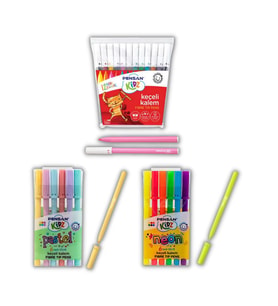 Keçeli Kalem Seti 6 Neon - 6 Pastel ve 12 Renk Keçeli Kalem Pensan Keçeli Kalem 1 Paket (Karışık)
