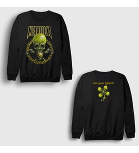 Presmono Unisex Siyah Metallica No Leaf Clover Sırt Baskılı Sweatshirt 523390tt