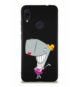 Xiaomi Redmi Note 7 Soft Premier Kapak Pearl Yengeç Tasarımlı Silikon Kılıf - Siyah (Şeffaf)