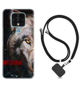 Tecno Camon 16 18P Pova Kılıf Boyun Askılı Silikon Wolf Eyes 1758