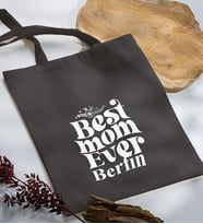 BK Gift Kişiye Özel İsimli Anneler Günü Tasarımlı Antrasit Kumaş Bez Çanta, Baskılı Omuz Çantası, Alışveriş Çantası, Anneler Günü Hediyesi, Anneye Hediye-1