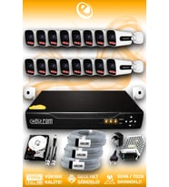 Elitcam 16 Kameralı Zebra 16 Dış Kamera Set 320 GB 5 MP Full HD Gece Görüşlü Güvenlik Kamerası Sistemi