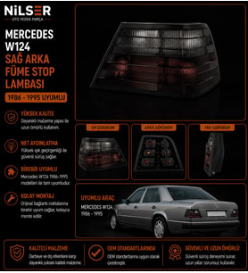 Mercedes W124 200E-230E-E200 Sol Arka FÜME Stop Lambası 1986-95