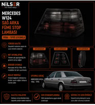 Mercedes W124 200E-230E-E200 Sol Arka FÜME Stop Lambası 1986-95