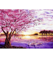 Kuğu Göleti Sayılarla Boyama Seti 40x50 cm (Tuvale Gerili)