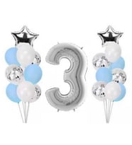 3 Yaş Gümüş Folyo Balon Set 21 Adet