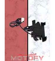 YANDAN AYARLI USB ŞARJ ÇIKIŞLI MOTOSİKLET GİDON TELEFON TUTUCU ALÜMİNYUM