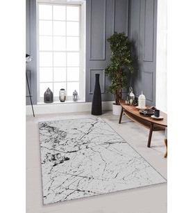 Gri Mermer Görünümlü Kaymaz Tabanlı Dekoratif Halı MR01 - 100 x 160 cm