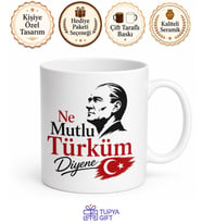 Ne Mutlu Türküm Diyene Yazılı Kupa Bardak Atatürk Özel Tasarım Hediye