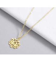 24 Ayar Has Altın Kaplama Lotus Çiçeği Gümüş Kolye