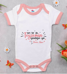 BK Kids Kişiye Özel Pembe Bebek Body Zıbın - Model 55