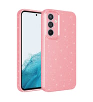 Samsung Galaxy A55 Uyumlu Kılıf Kamera Korumalı Simli Lüks Zore Koton Kapak (Pembe)