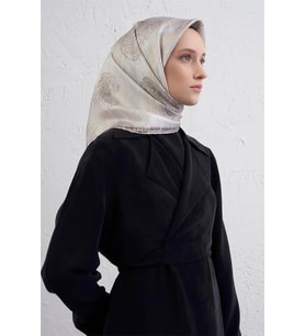 Armine Tivil Saf İpek Eşarp 9428 - 35 Krem Karışık Desen