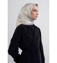 Armine Tivil Saf İpek Eşarp 9428 - 35 Krem Karışık Desen