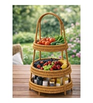 SENTETIK HASIR BEJ 3 KATLI YUVARLAK SUNUMLUK 53Cm