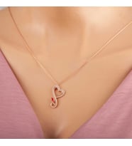 Gümüş Rose Kalpli Kadın Kolye