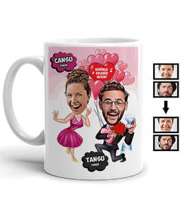 Kişiye Özel Benimle Evlenir Misin Karikatürlü Kupa Bardak