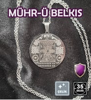 🙏Mühr-ü Belkıs Tılsımı Çelik Kolye 🎨 Gümüş Renk (12)