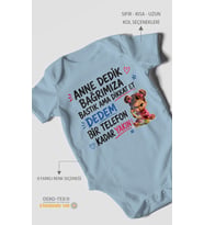 Anneye ve dedeye özel Kısa Kollu Bebek Body %100 Pamuk