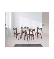 SİENA SABİT MASA VE ALMAN SANDALYE TAKIMI, BEYAZ CEVİZ, 90x90