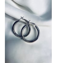 Kalın Halka Küpe (4 cm çaplı) (Gümüş)