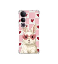 PrintiFy Vivo V50 Lite ile Uyumlu Pembe Pötikare Serisi Pembe Zıpzıp Tasarımlı Uv Baskılı Köşe Korumalı Antişok Kılıf
