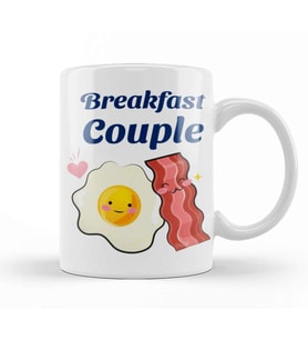 Bacon And Eggs Breakfast Couple Kupa Bardak Porselen